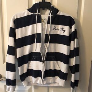 Navy and white stripe zip up hoodie
